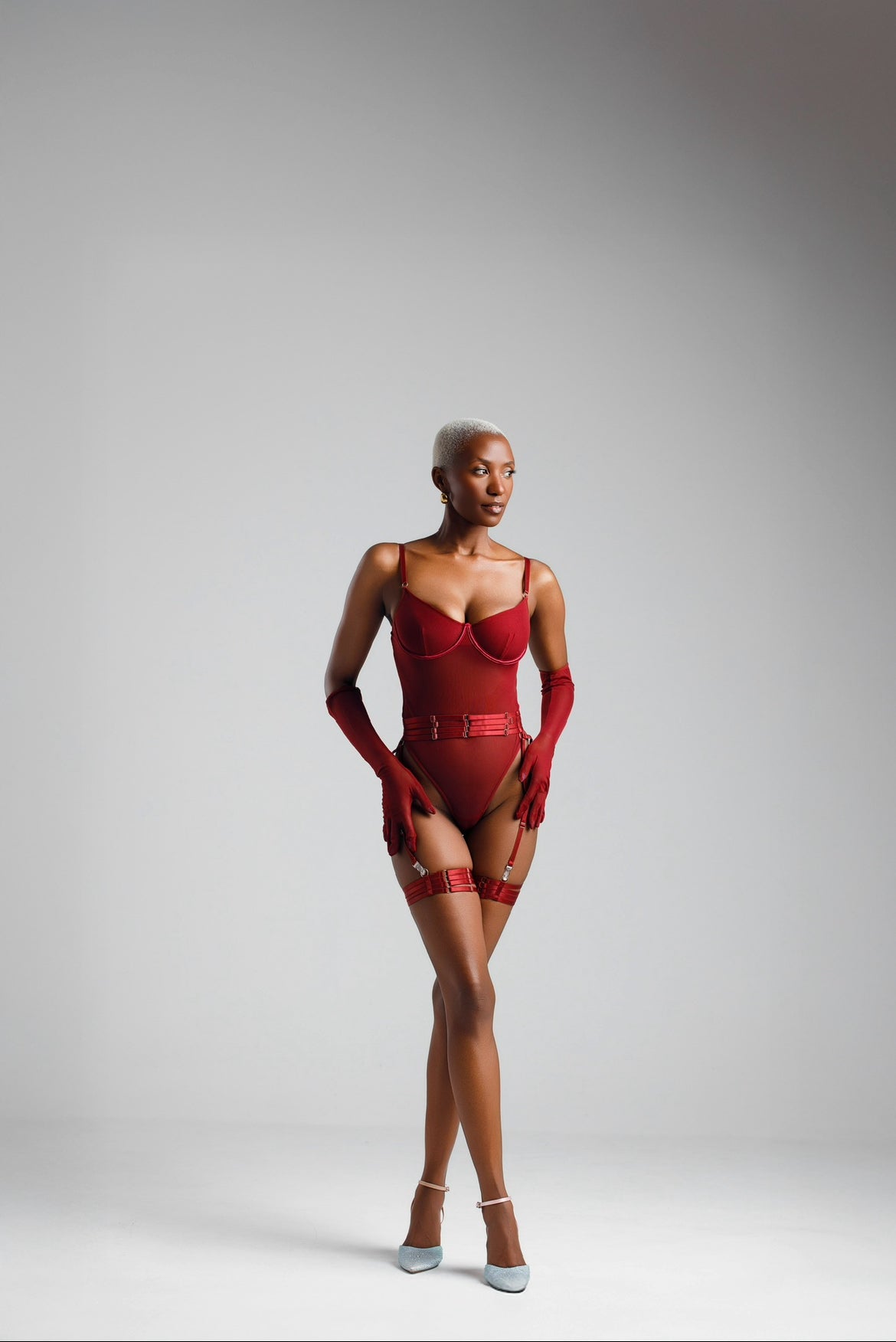 Rouge Night Deep Red Bodysuit And Garter Set - Preorder Seductive Lingerie